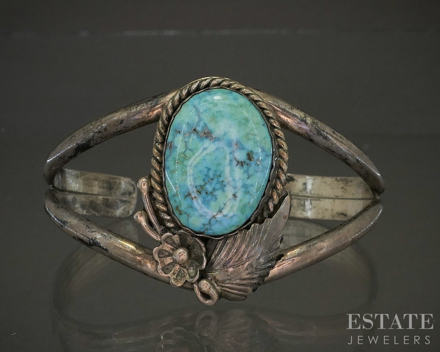 Vintage Sterling Navajo Natural Turquoise Gene Nataan Cuff Bracelet 29.8g p26624