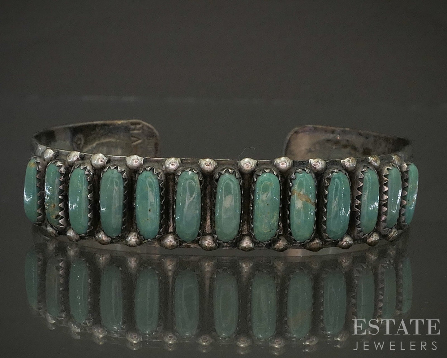 Vintage Sterling Navajo Green Turquoise Vernon Haskie Cuff Bracelet 22.4g p26627