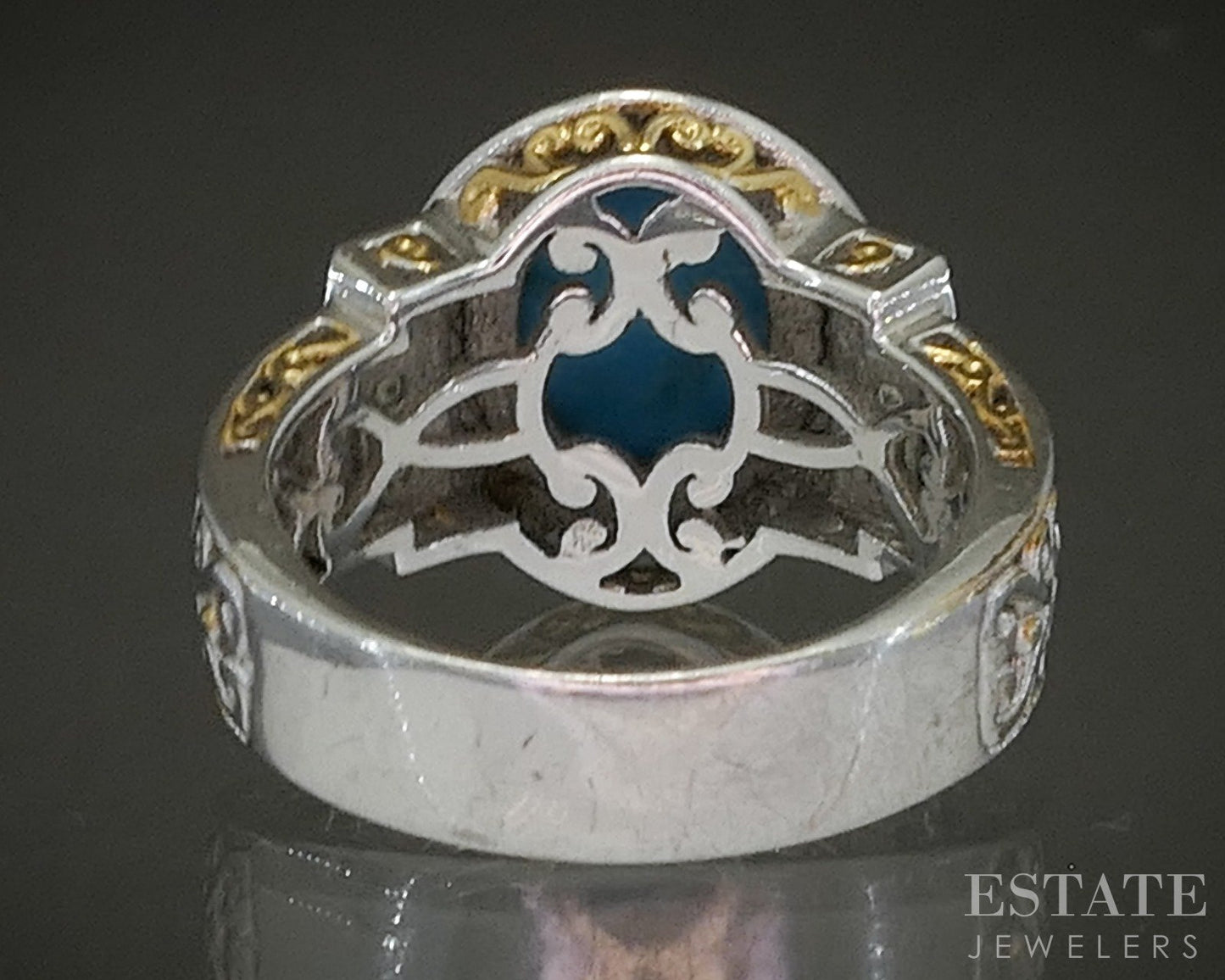 18K/Sterling Michael Valitutti Sleeping Beauty Turquoise & Sapphire Ring p26635