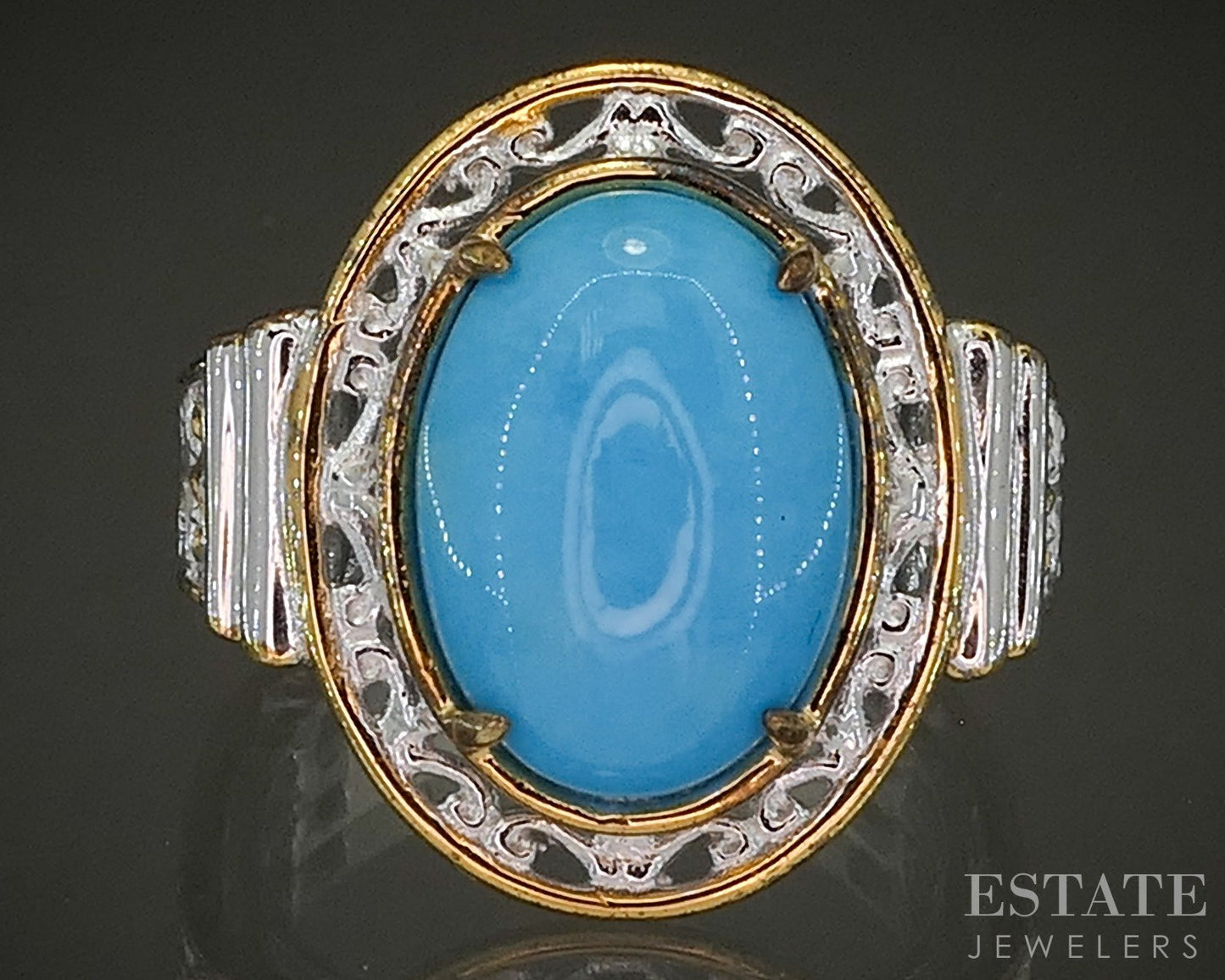 18K/Sterling Michael Valitutti Sleeping Beauty Turquoise Ladies Ring 7.2g p26636