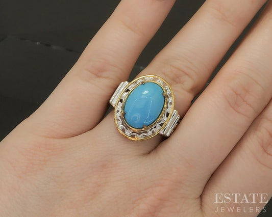 18K/Sterling Michael Valitutti Sleeping Beauty Turquoise Ladies Ring 7.2g p26636