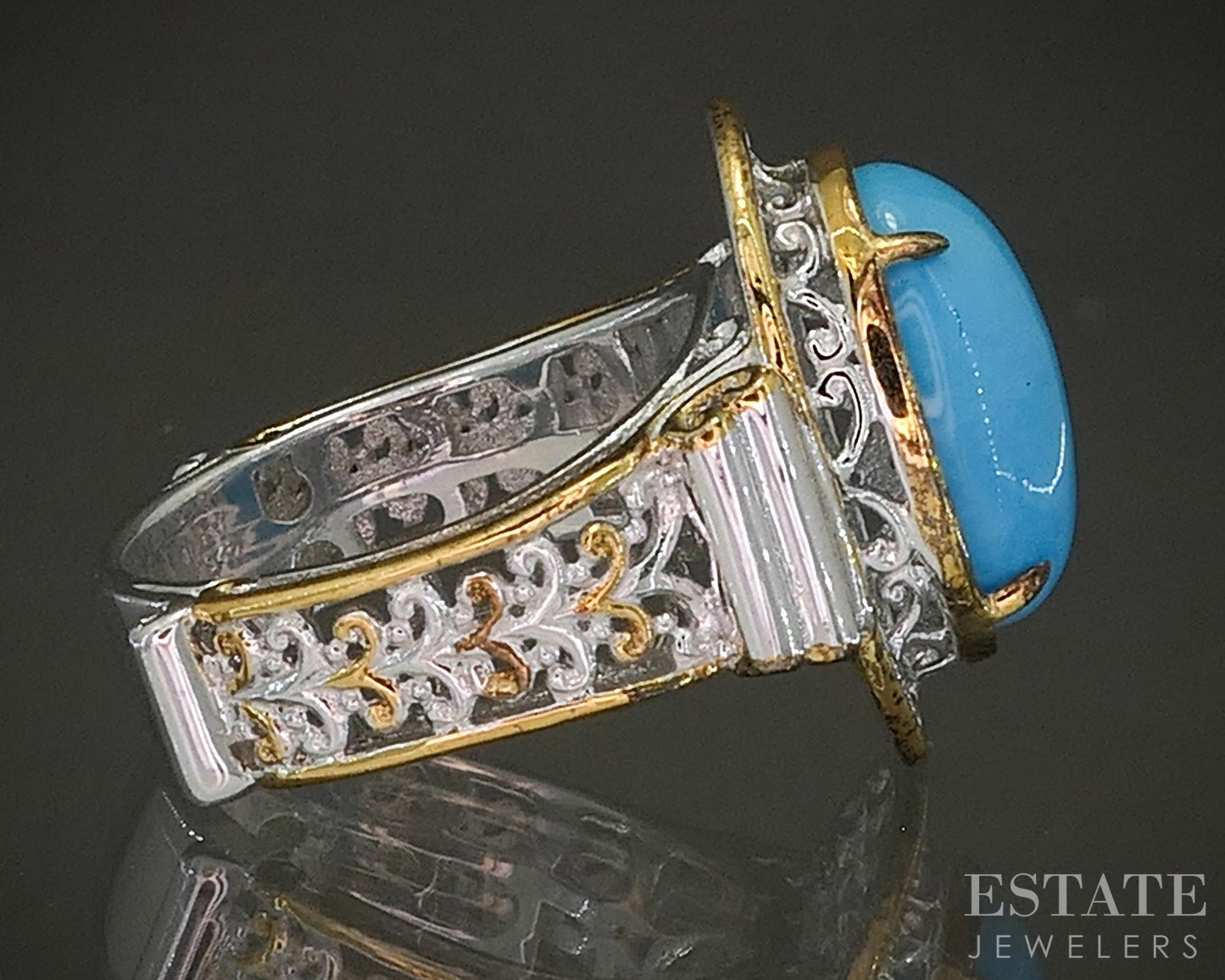 18K/Sterling Michael Valitutti Sleeping Beauty Turquoise Ladies Ring 7.2g p26636