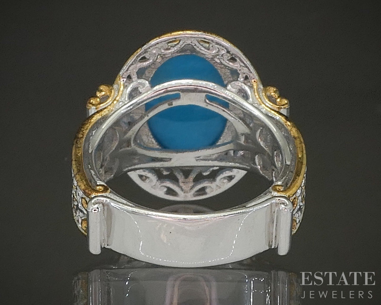 18K/Sterling Michael Valitutti Sleeping Beauty Turquoise Ladies Ring 7.2g p26636
