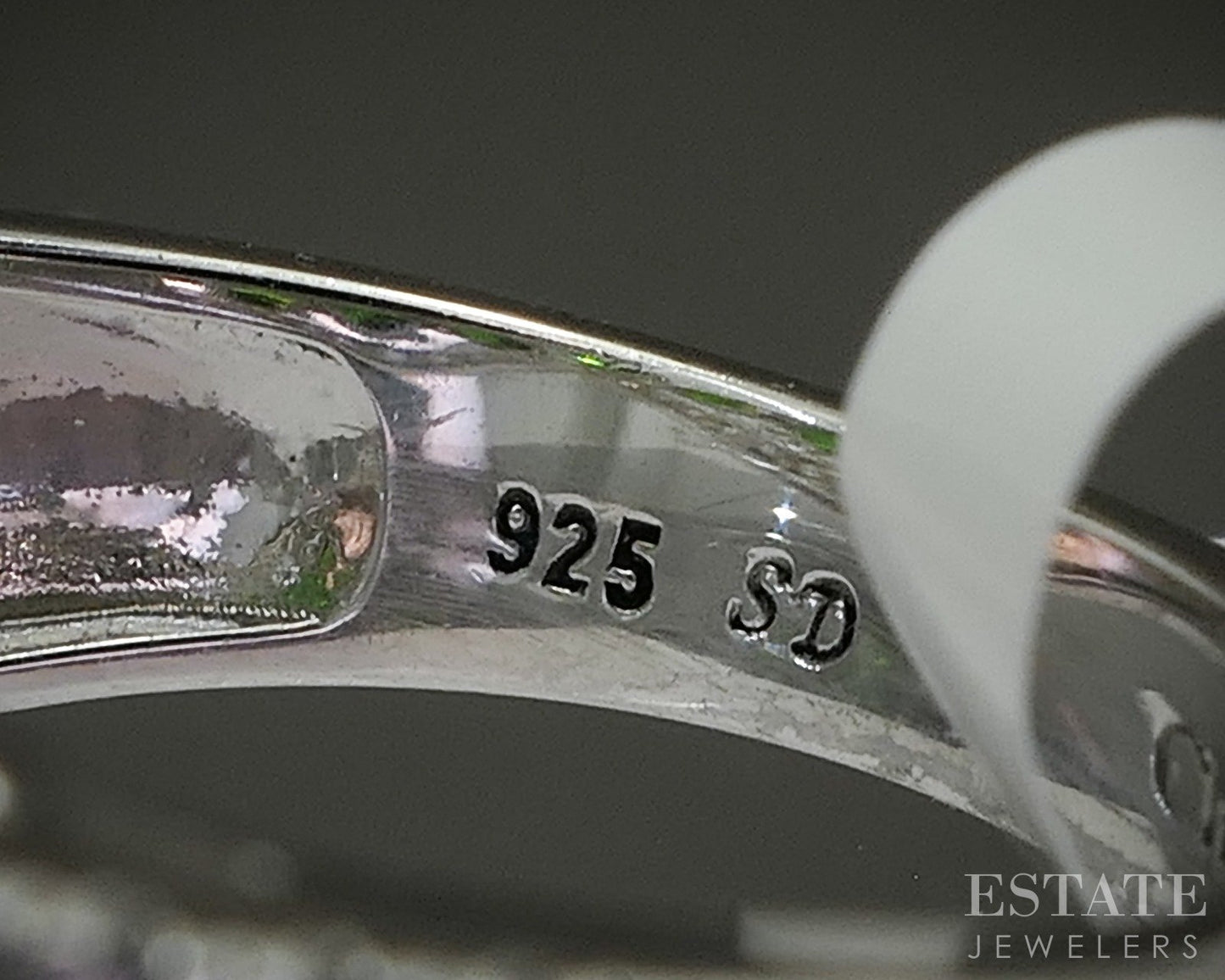 Sterling Natural Chrome Diopside & White Zircon Chevron Band Ring 5g p26638