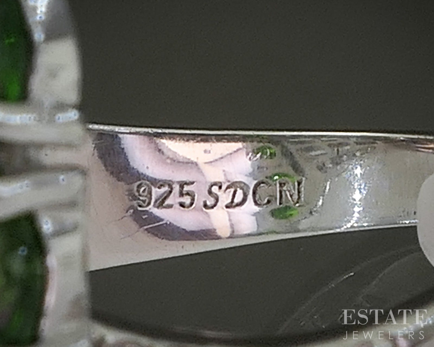 Sterling Natural Chrome Diopside & White Zircon Band Ring 7.2g p26646