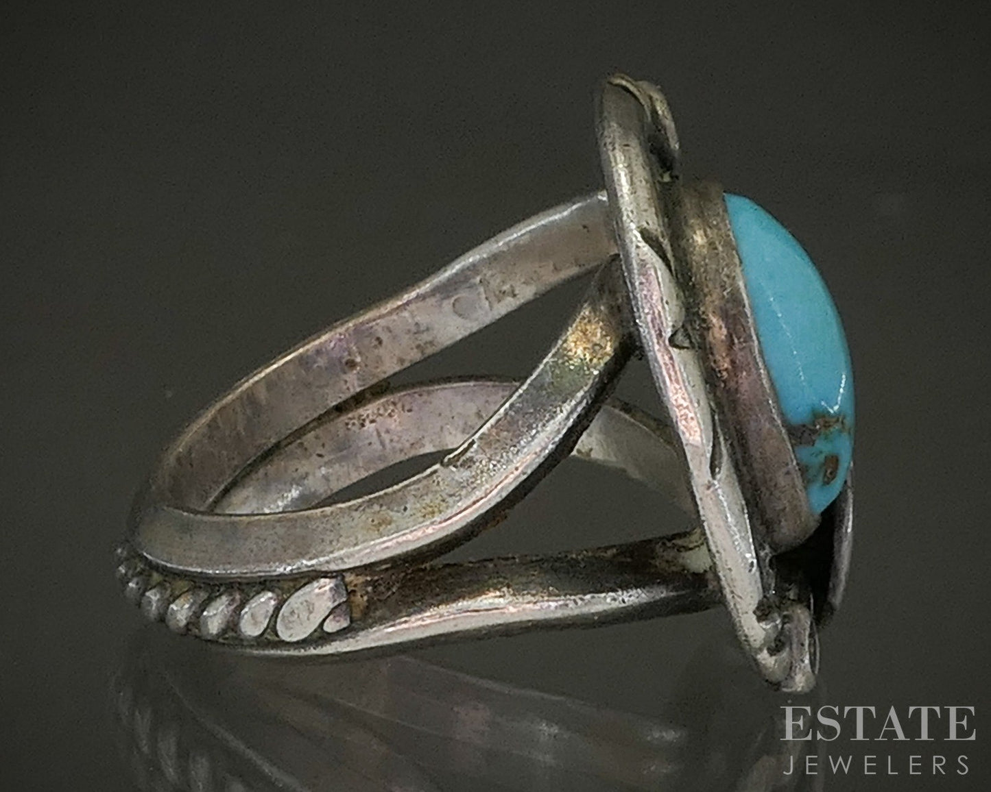 Vintage Sterling Natural Turquoise Signed MGB Navajo Ladies Ring 9.4g p26649
