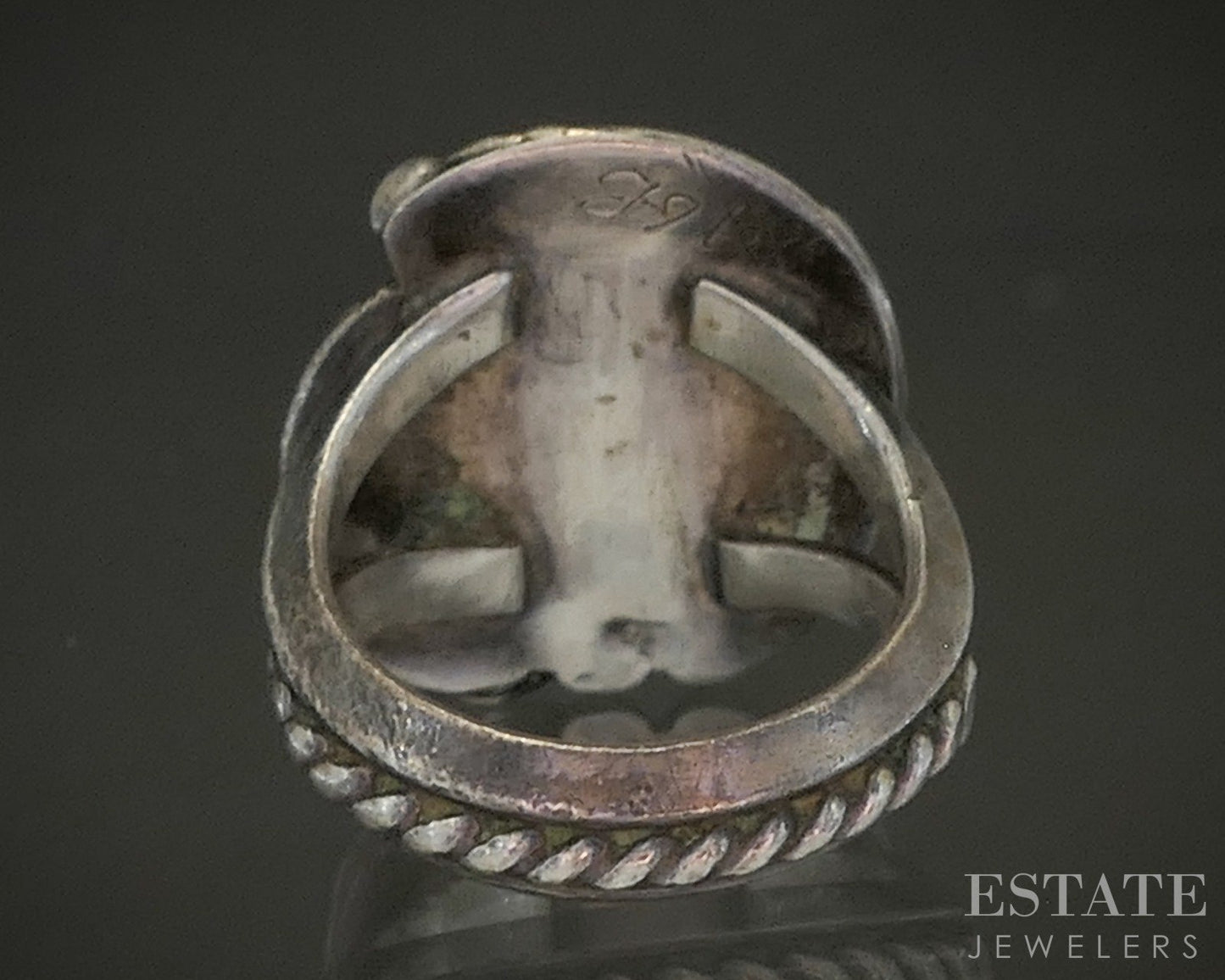 Vintage Sterling Natural Turquoise Signed MGB Navajo Ladies Ring 9.4g p26649