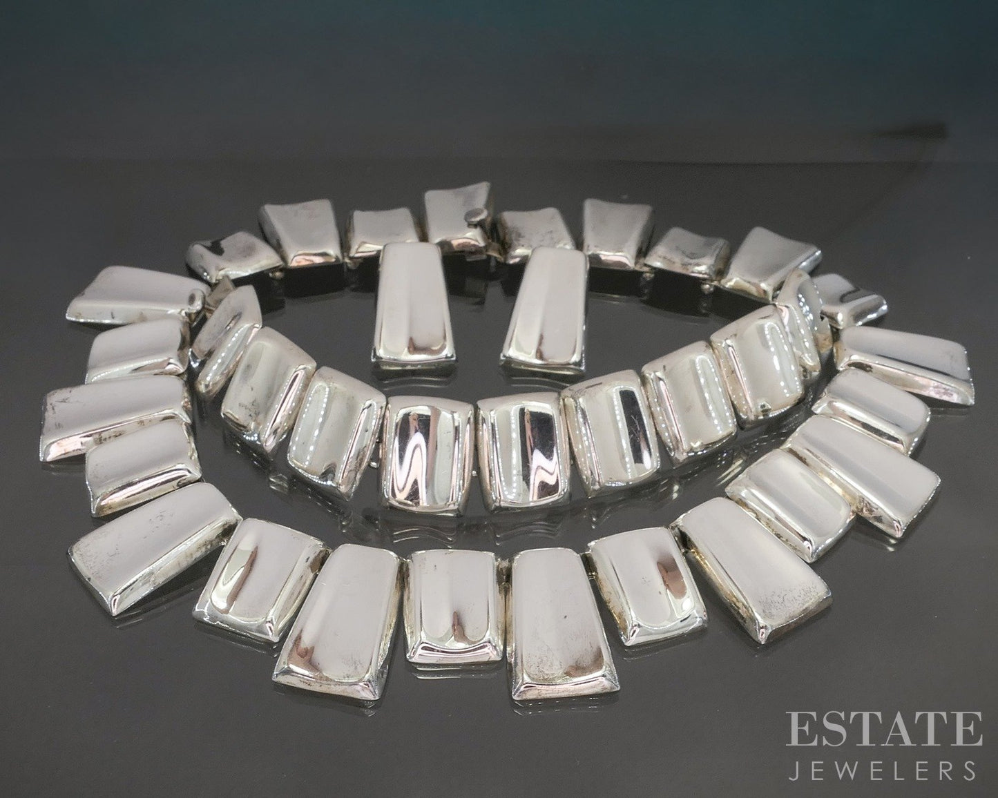 Vintage Sterling Mexico Panel Link Signed JG Jewelry Set 206g p26652