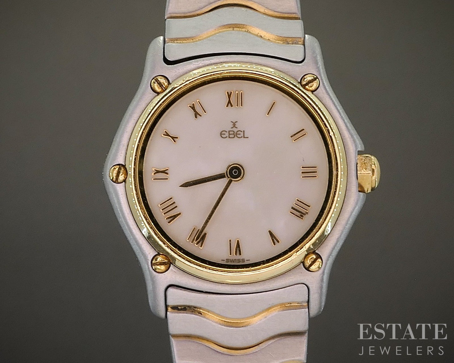 Ebel 18k Stainless Wave MOP Two Tone Bracelet Ladies Watch p21262