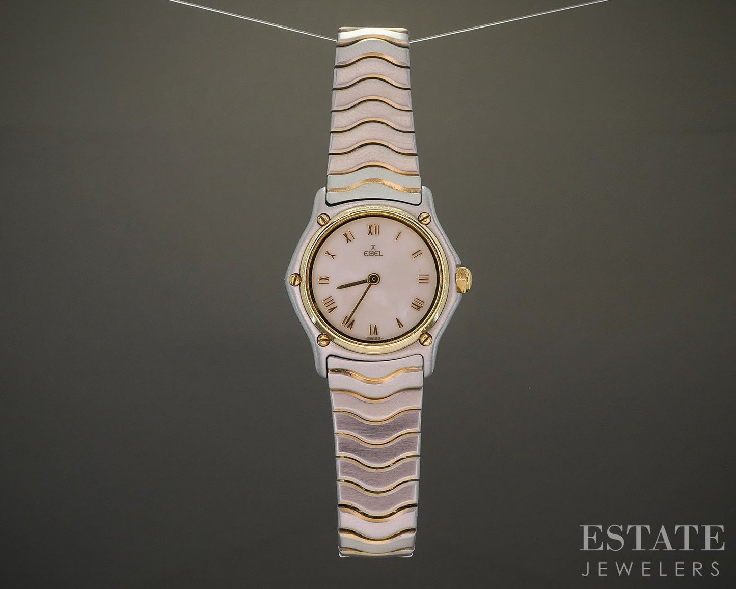 Ebel 18k Stainless Wave MOP Two Tone Bracelet Ladies Watch p21262