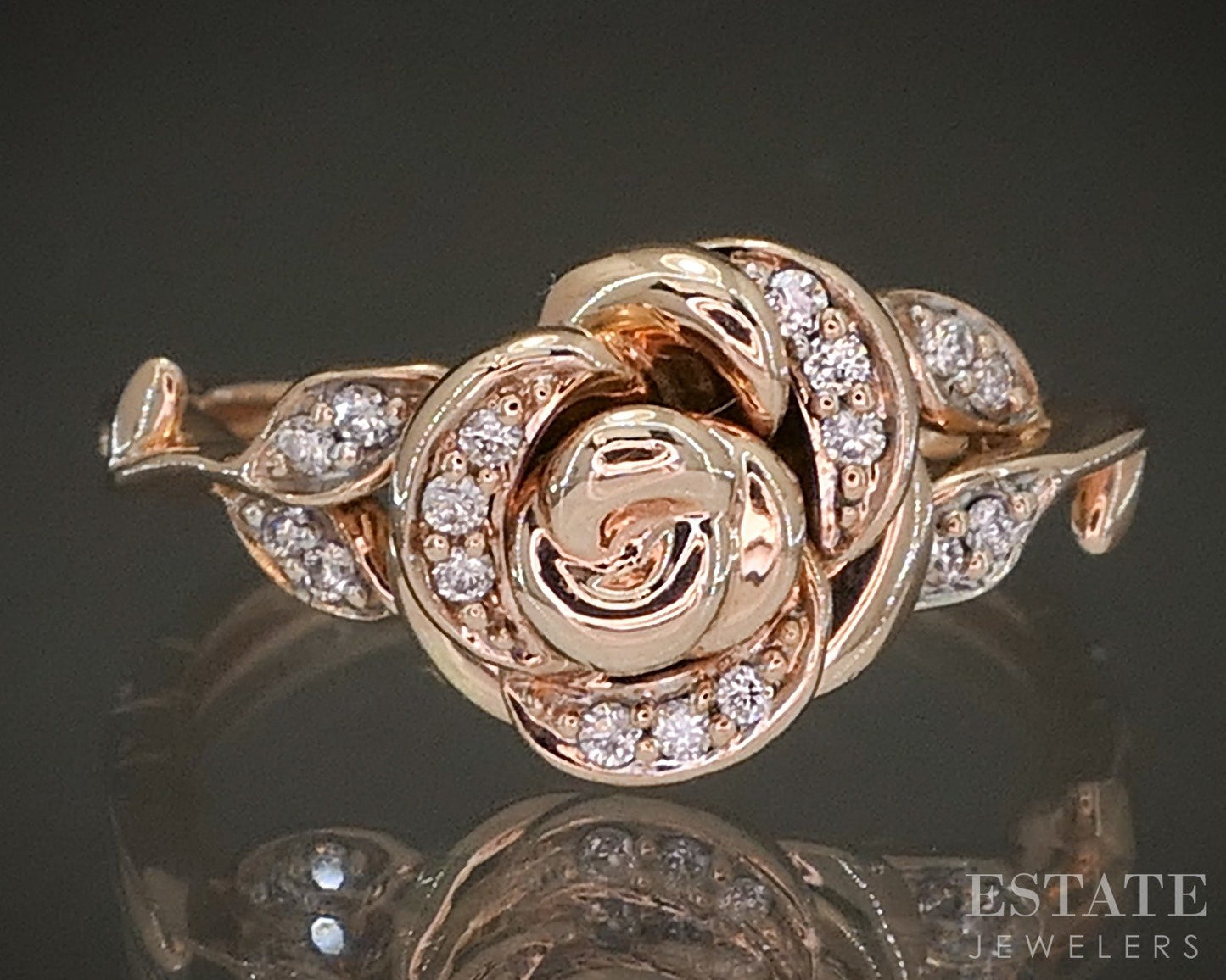 10k Rose Gold Disney Enchanted Rose Natural Diamond Bella Ring 4g p22537