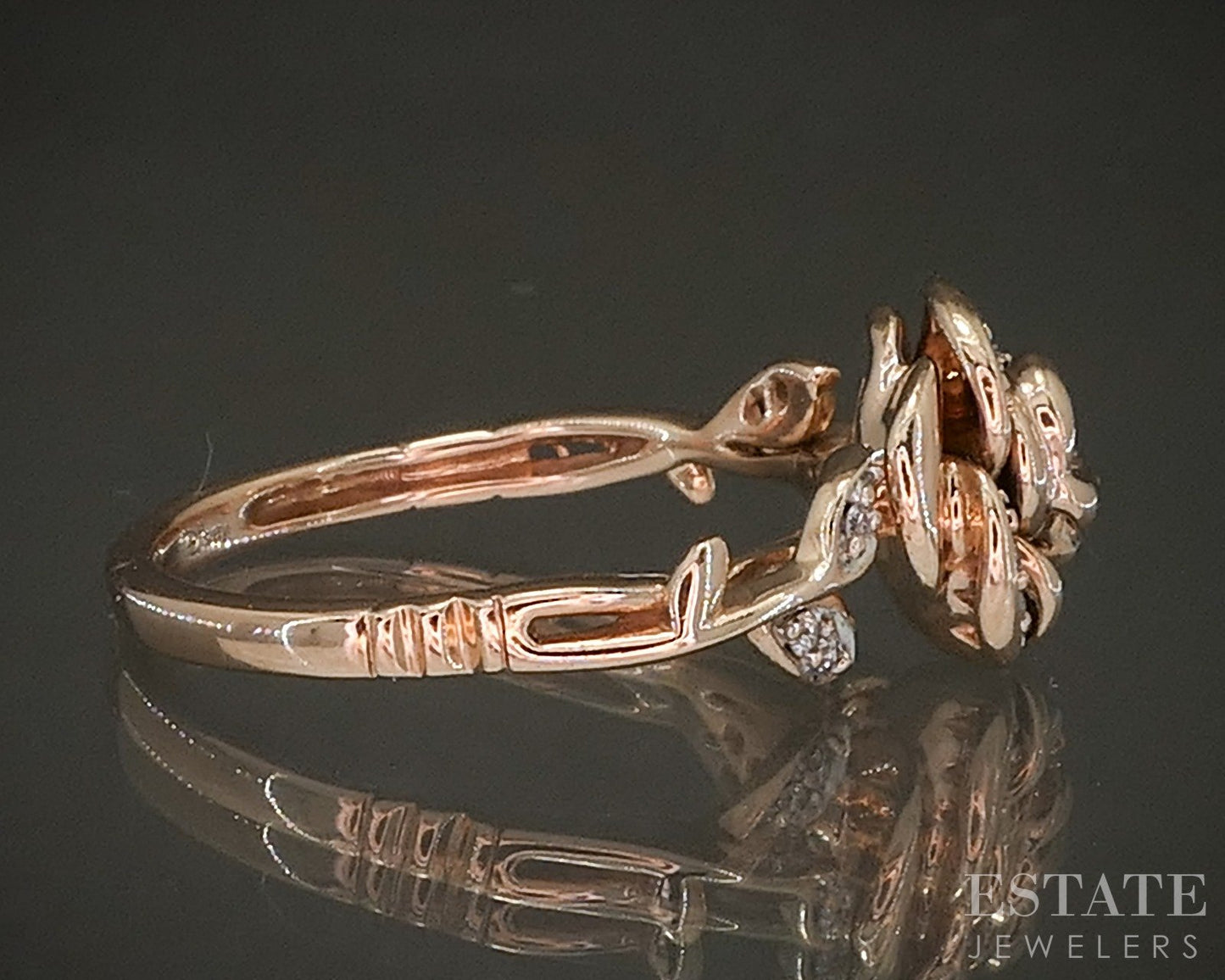 10k Rose Gold Disney Enchanted Rose Natural Diamond Bella Ring 4g p22537