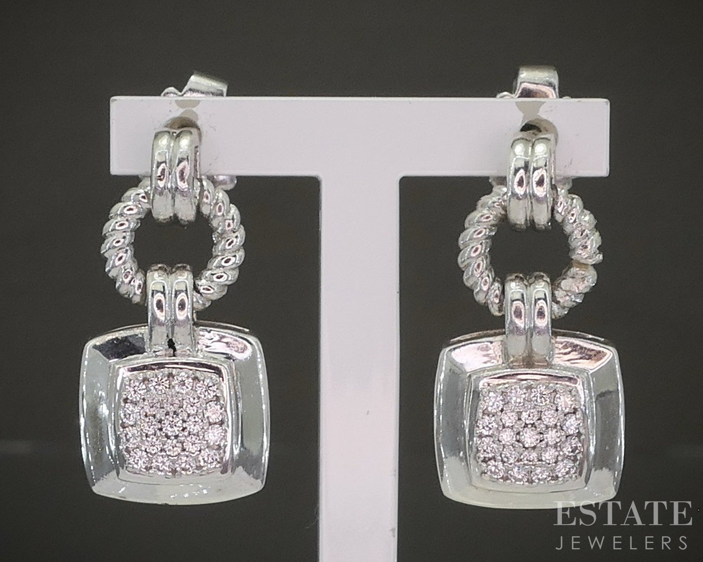 14k Sterling David Yurman Natural .21ctw Diamond Albion Earrings 6.7g p23004