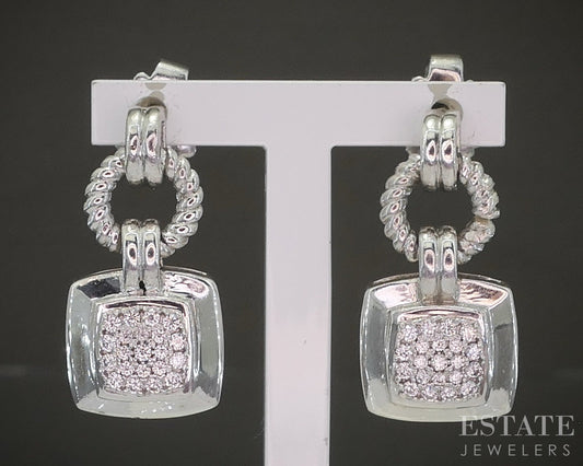 14k Sterling David Yurman Natural .21ctw Diamond Albion Earrings 6.7g p23004