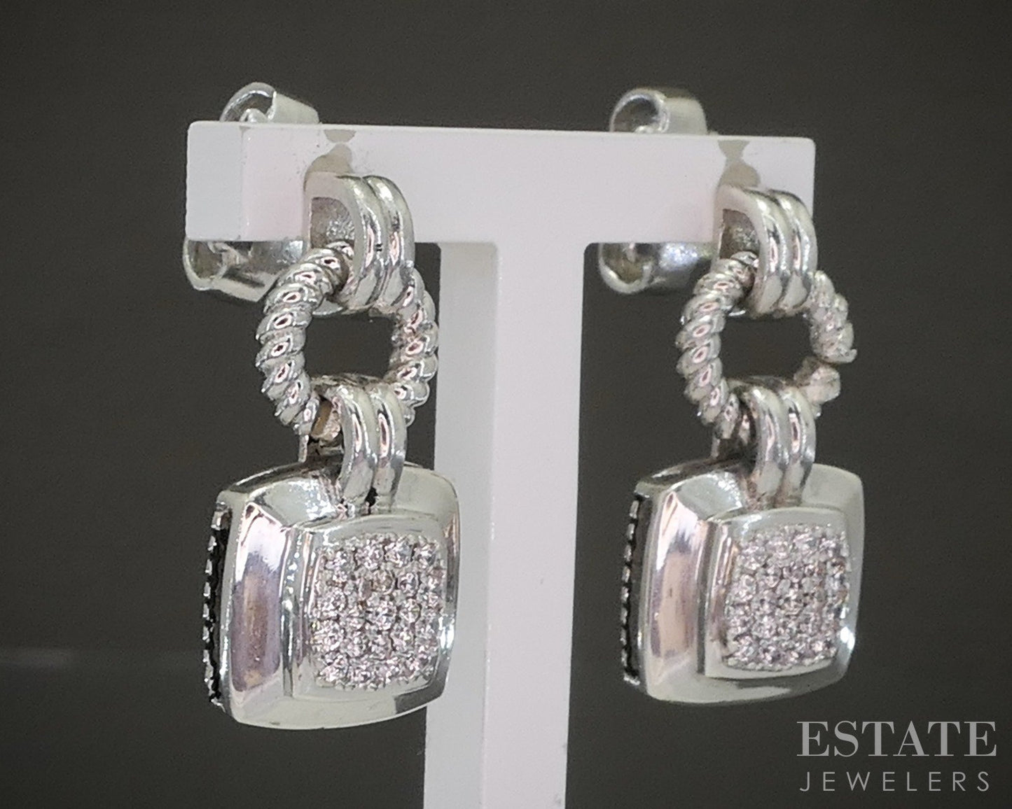 14k Sterling David Yurman Natural .21ctw Diamond Albion Earrings 6.7g p23004
