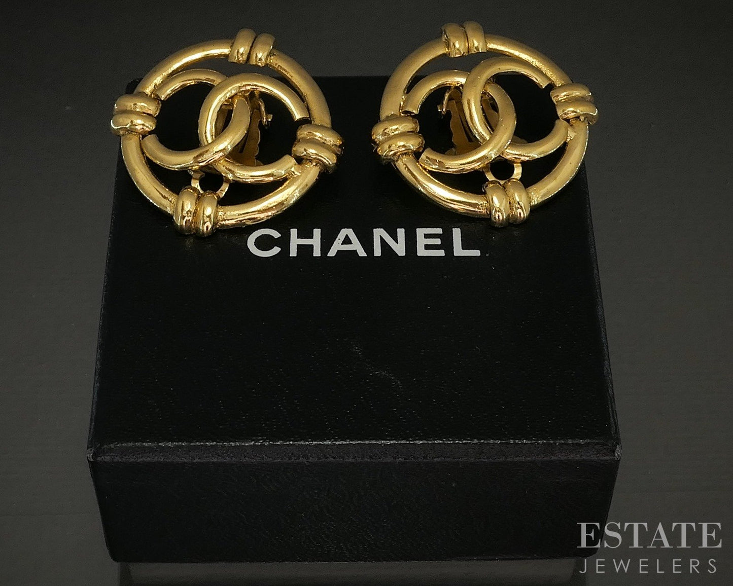 Chanel CC Logo Cut Out Gold Tone Clip On Earrings p23821