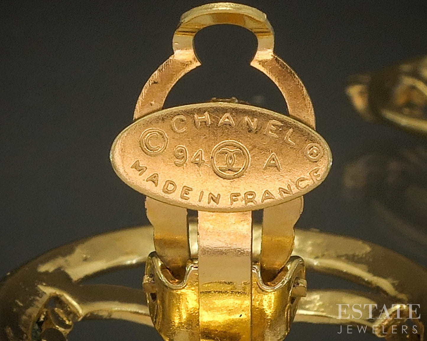 Chanel CC Logo Cut Out Gold Tone Clip On Earrings p23821
