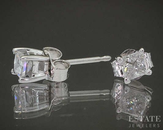 14k White Gold Princess Natural .30ctw Diamond Stud Earrings p23194