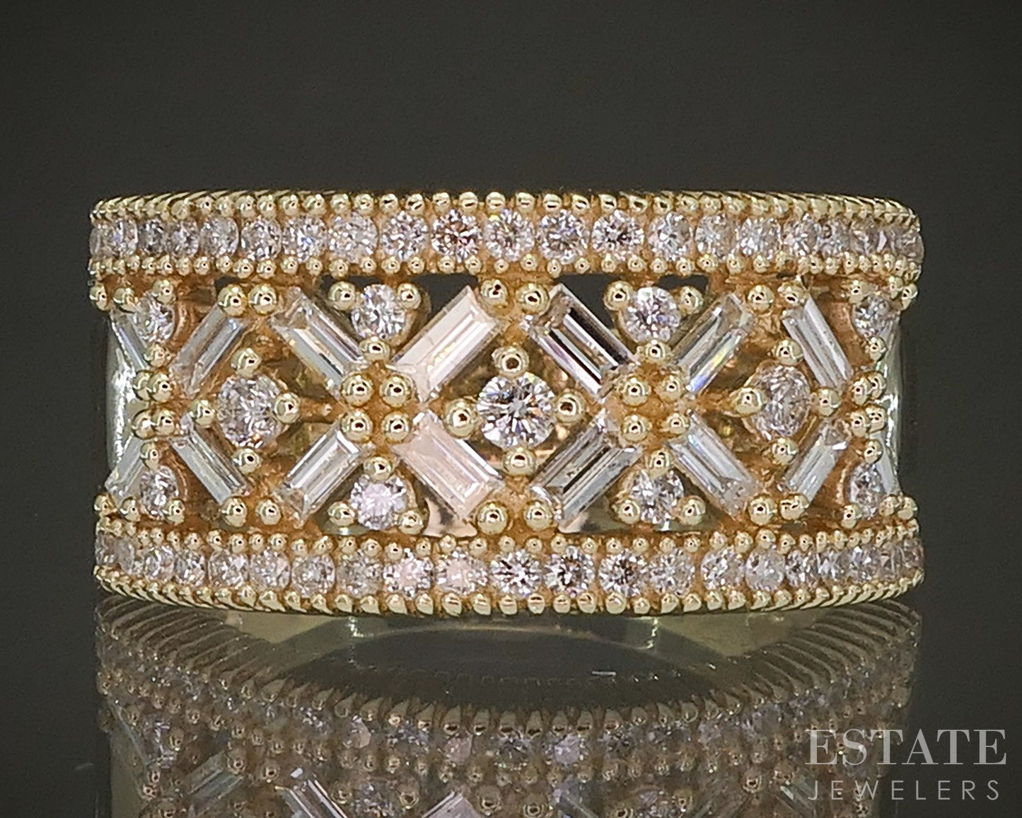 14k Yellow Gold EFFY Natural .74ctw Diamond Ladies Band Ring 6.3g p22860