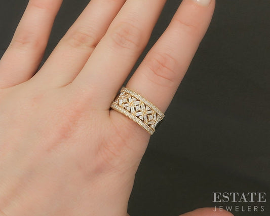 14k Yellow Gold EFFY Natural .74ctw Diamond Ladies Band Ring 6.3g p22860