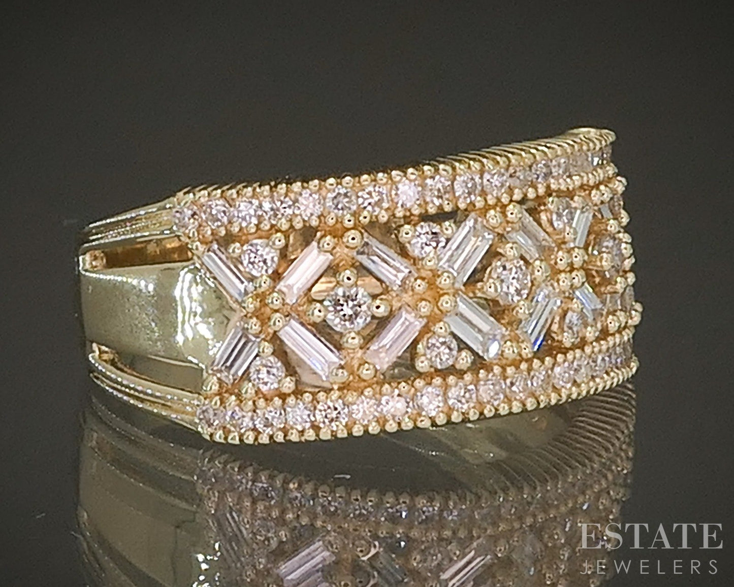 14k Yellow Gold EFFY Natural .74ctw Diamond Ladies Band Ring 6.3g p22860