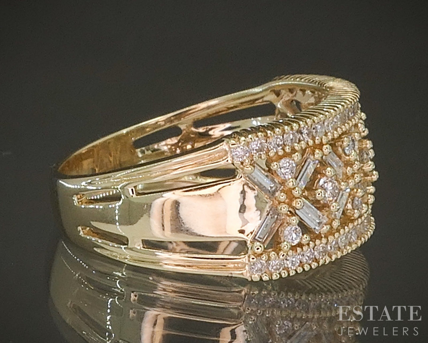 14k Yellow Gold EFFY Natural .74ctw Diamond Ladies Band Ring 6.3g p22860