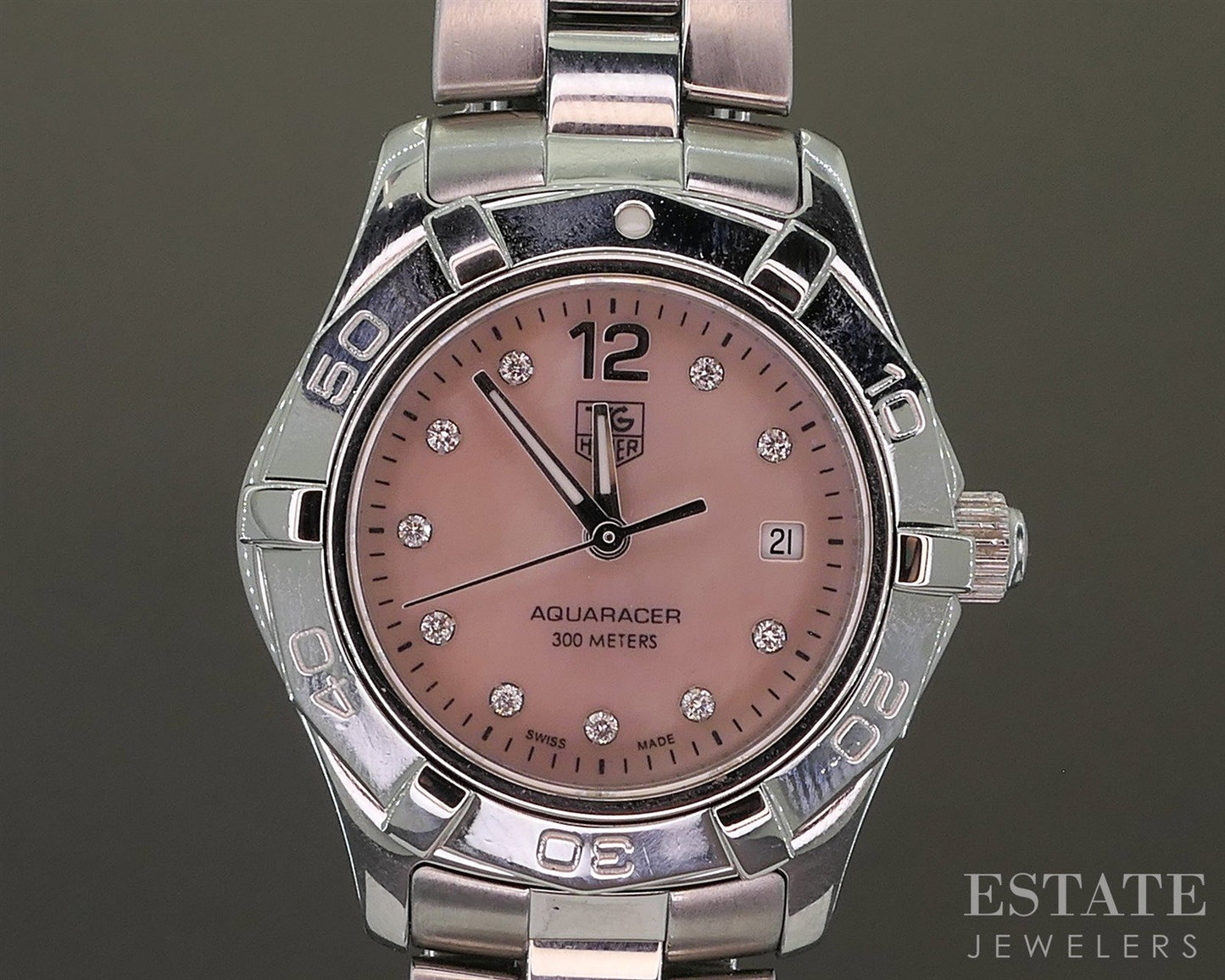 Tag Heuer Aquaracer Date WAF141A MOP Diamond Dial Stainless Ladies Watch p23864