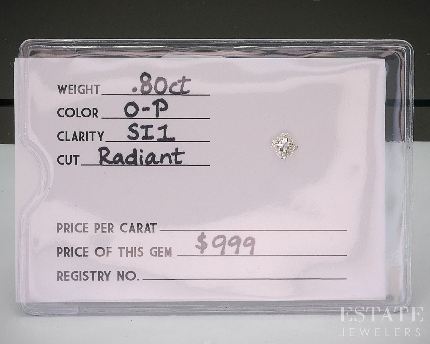 Loose .80ct Radiant Cut Natural Diamond SI1/OP p26179