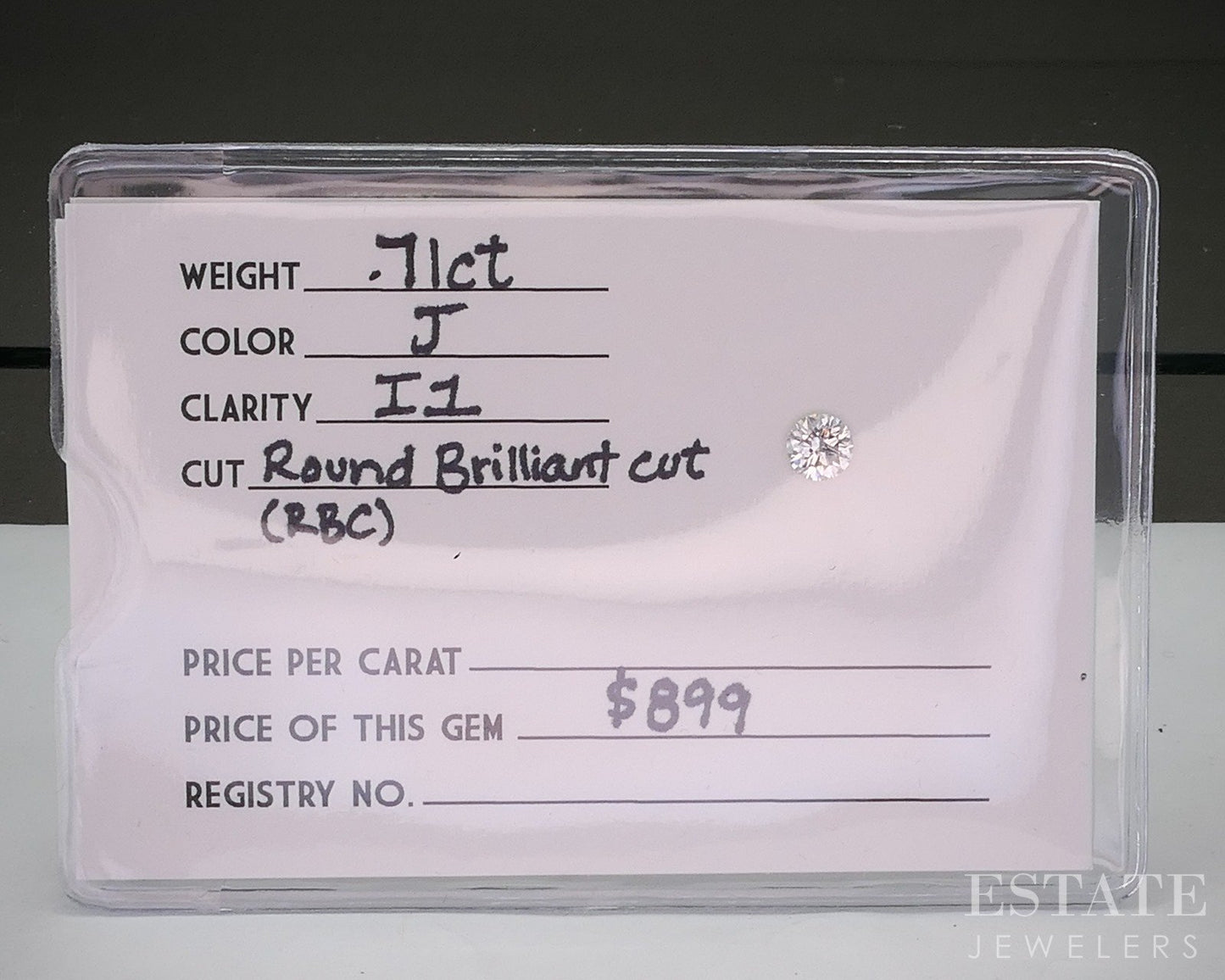 Loose .71ct Round Cut Natural Diamond I1/J p26175