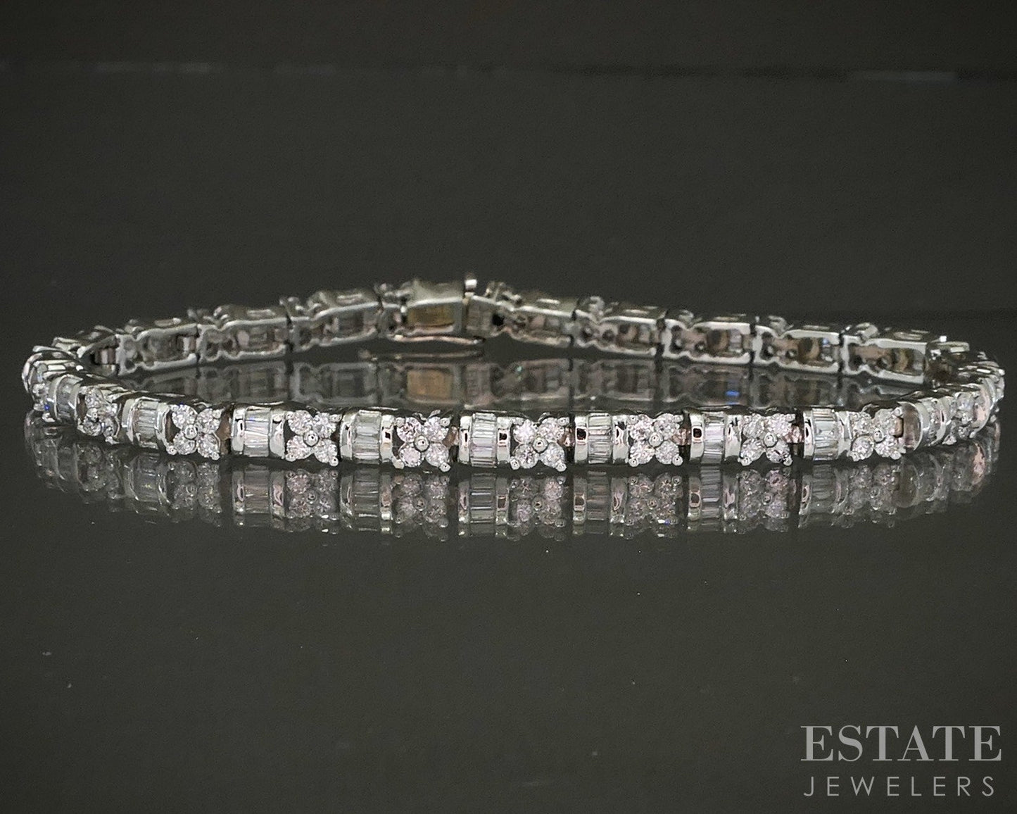 14k White Gold Natural 2ctw Diamond Line Tennis Bracelet 14.7g 7.25"L p24908