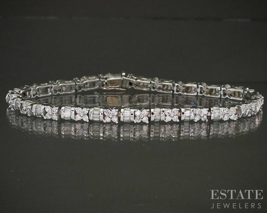 14k White Gold Natural 2ctw Diamond Line Tennis Bracelet 14.7g 7.25"L p24908