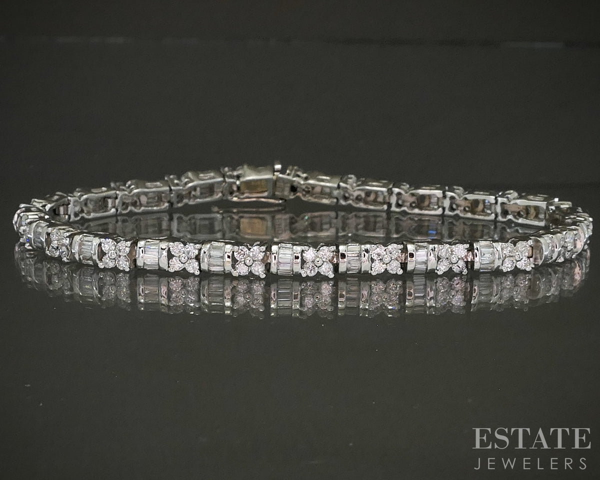 14k White Gold Natural 2ctw Diamond Line Tennis Bracelet 14.7g 7.25"L p24908