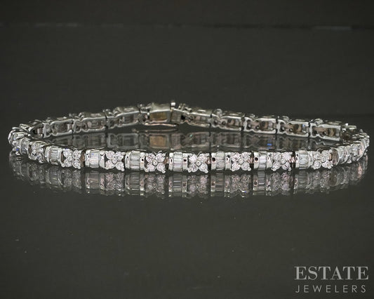 14k White Gold Natural 2ctw Diamond Line Tennis Bracelet 14.7g 7.25"L p24908