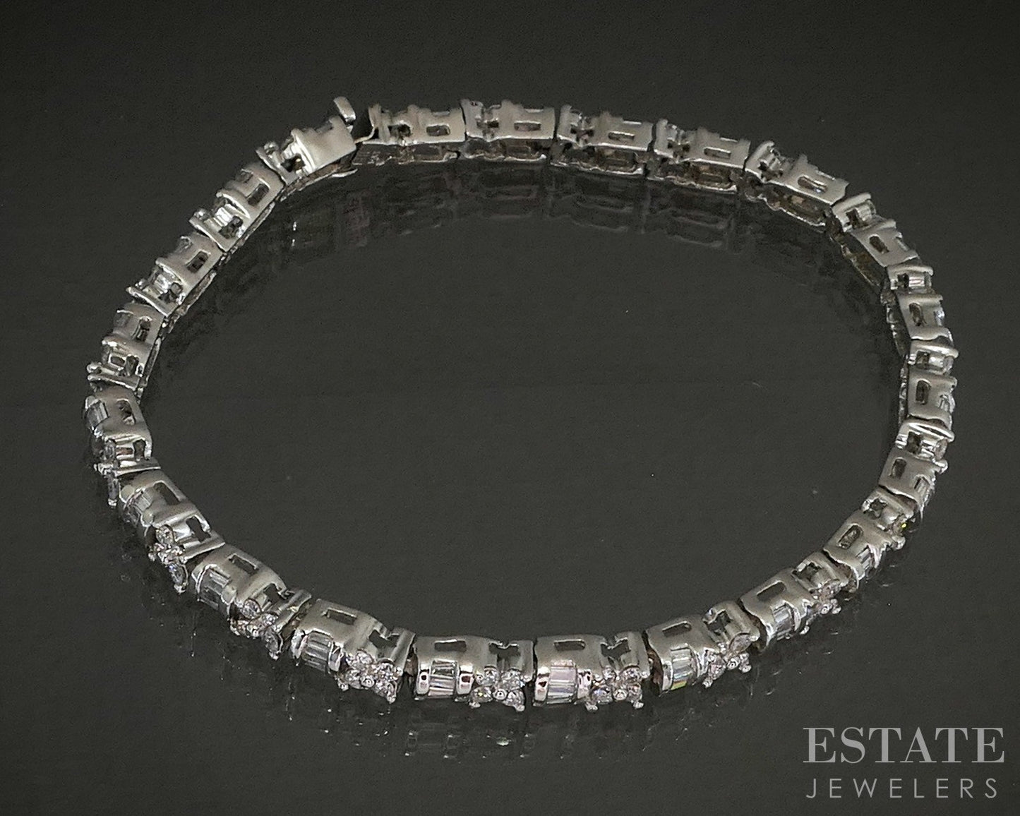 14k White Gold Natural 2ctw Diamond Line Tennis Bracelet 14.7g 7.25"L p24908