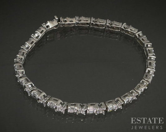 14k White Gold Natural 2ctw Diamond Line Tennis Bracelet 14.7g 7.25"L p24908