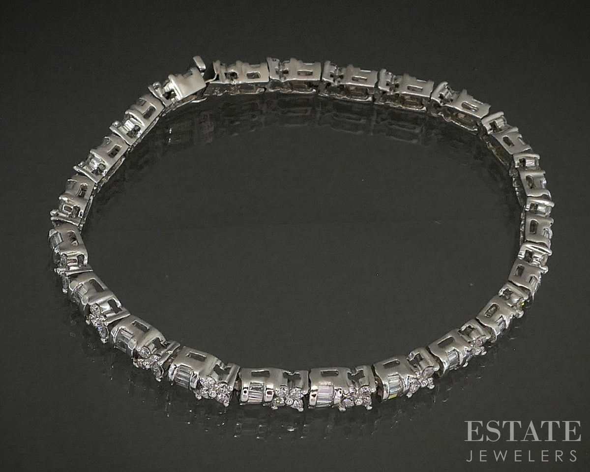 14k White Gold Natural 2ctw Diamond Line Tennis Bracelet 14.7g 7.25"L p24908