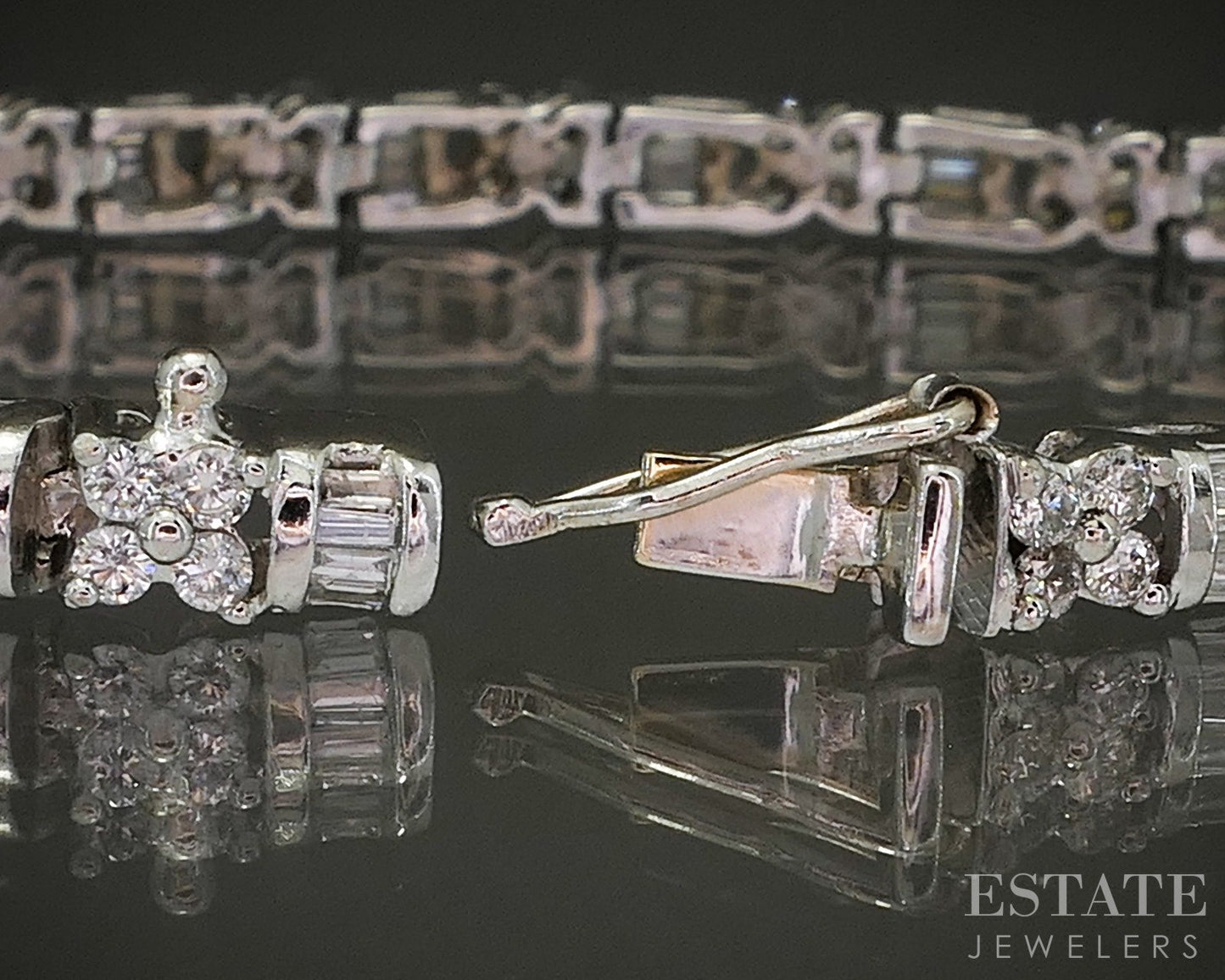 14k White Gold Natural 2ctw Diamond Line Tennis Bracelet 14.7g 7.25"L p24908