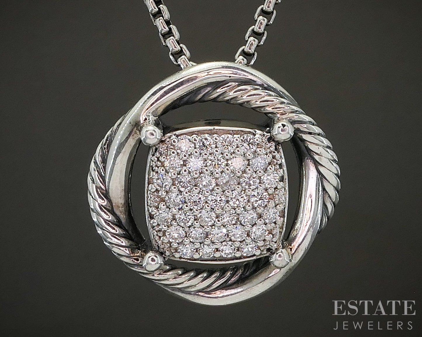 Sterling David Yurman Infinity Collection Diamond Necklace 13.4g 18"L p22679