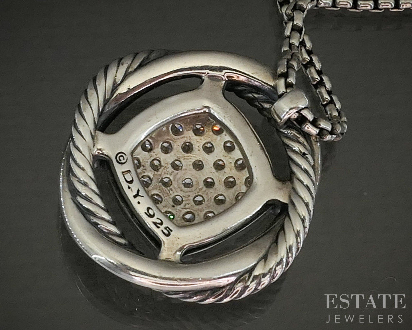 Sterling David Yurman Infinity Collection Diamond Necklace 13.4g 18"L p22679