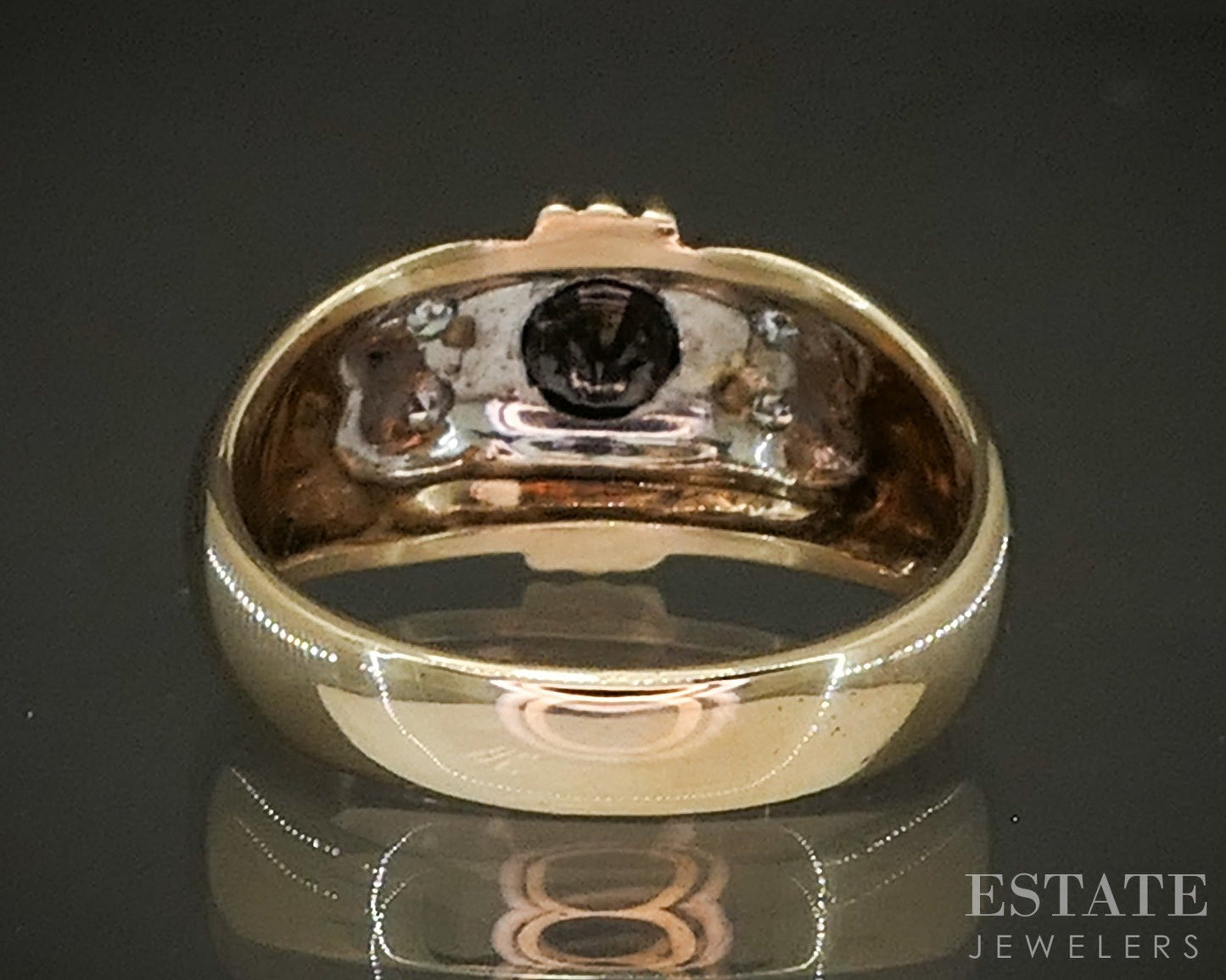 Vintage 14k Yellow Gold Natural Black & White Diamond Mens Band 7.4g p26345