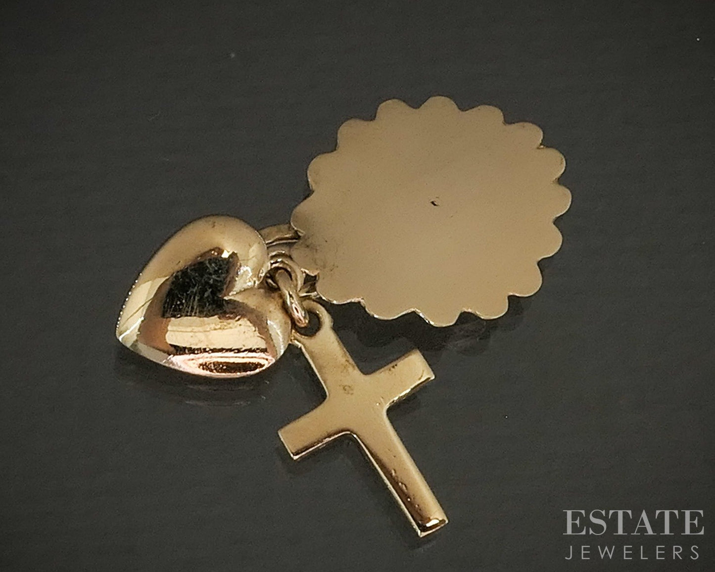 Vintage 14k Yellow Gold Hope, Charity and Love Charm 2.9g p24808