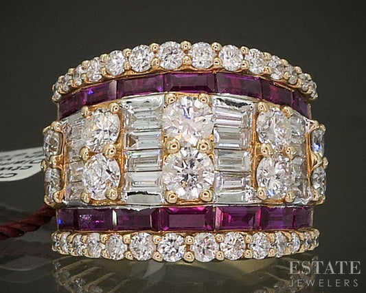 14k Yellow Gold Cirari Couture Ruby & Diamond Cocktail Band Ring 7.6g p24228