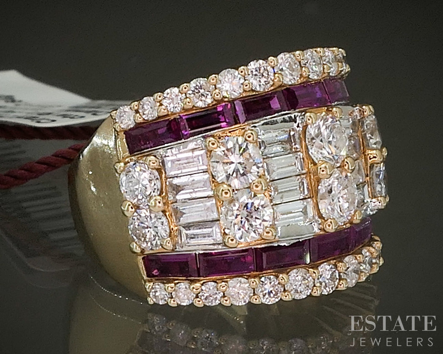 14k Yellow Gold Cirari Couture Ruby & Diamond Cocktail Band Ring 7.6g p24228