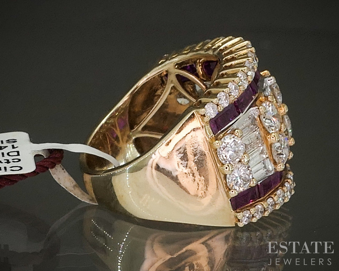 14k Yellow Gold Cirari Couture Ruby & Diamond Cocktail Band Ring 7.6g p24228