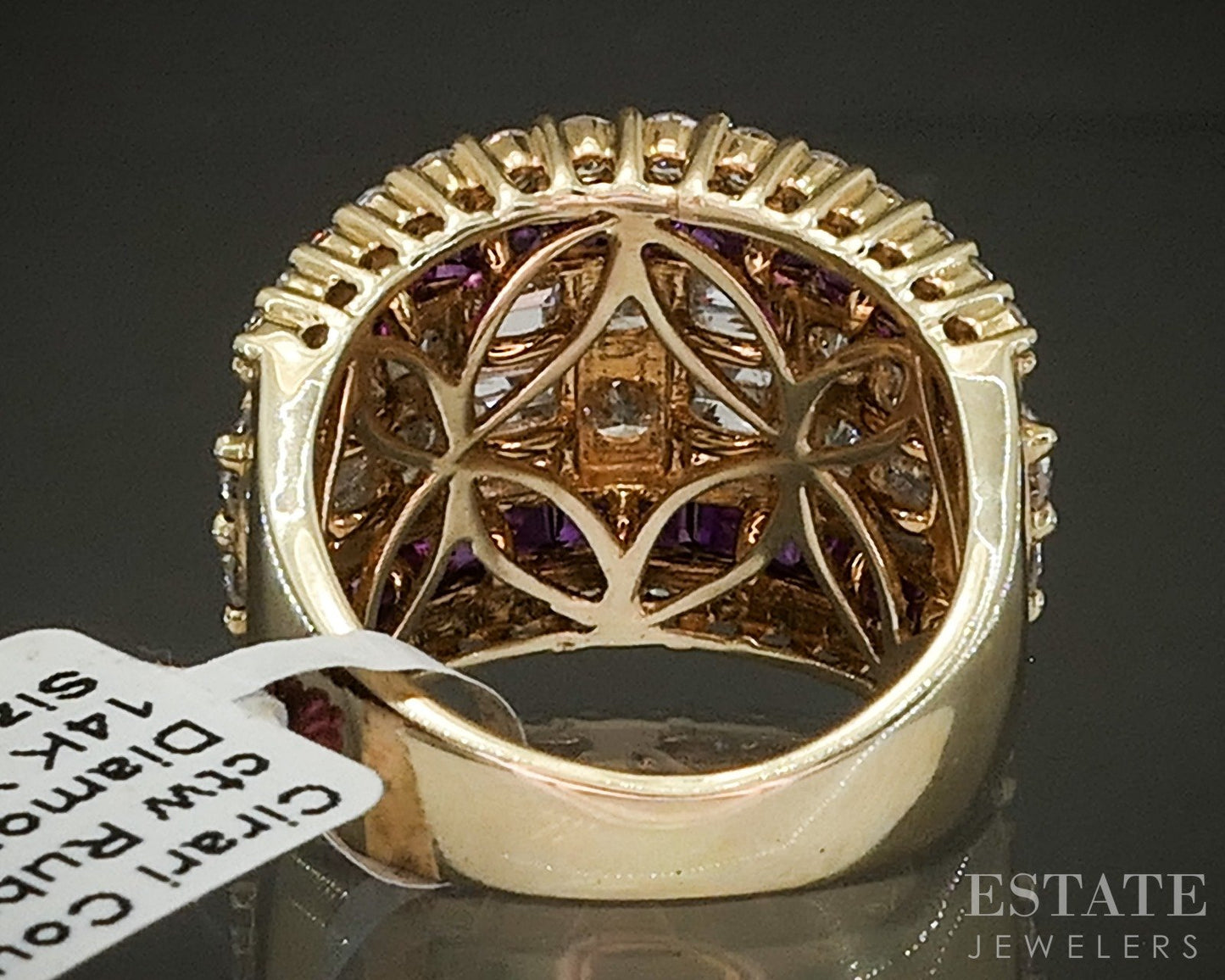 14k Yellow Gold Cirari Couture Ruby & Diamond Cocktail Band Ring 7.6g p24228