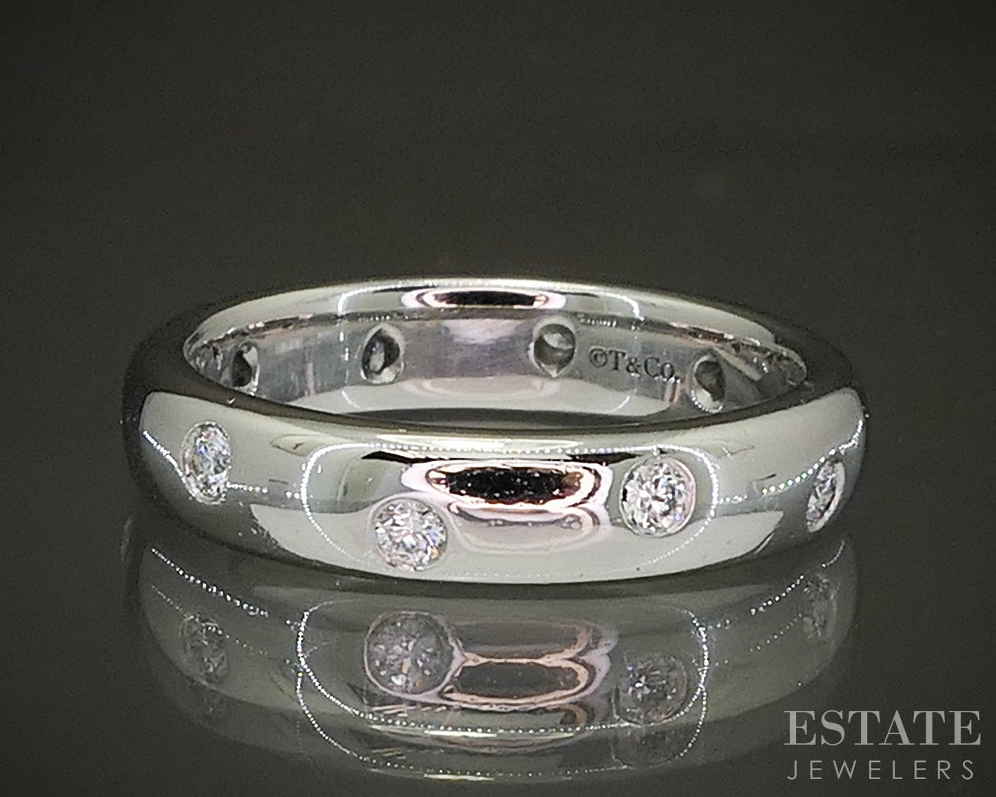 Platinum Tiffany & Co. Etoile .22ctw Diamond Wedding Band Ring 8.7g p24573