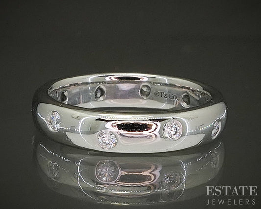 Platinum Tiffany & Co. Etoile .22ctw Diamond Wedding Band Ring 8.7g p24573