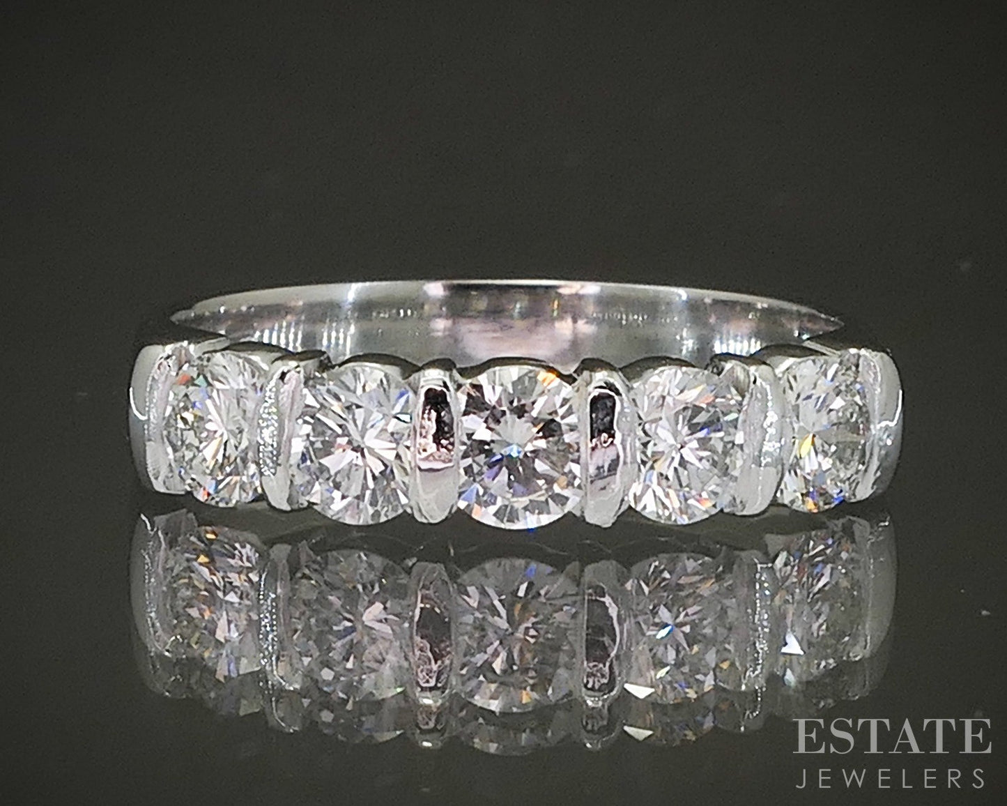 Platinum Natural .90ctw Diamond 5-Stone Ladies Wedding Band 5.0g p24676
