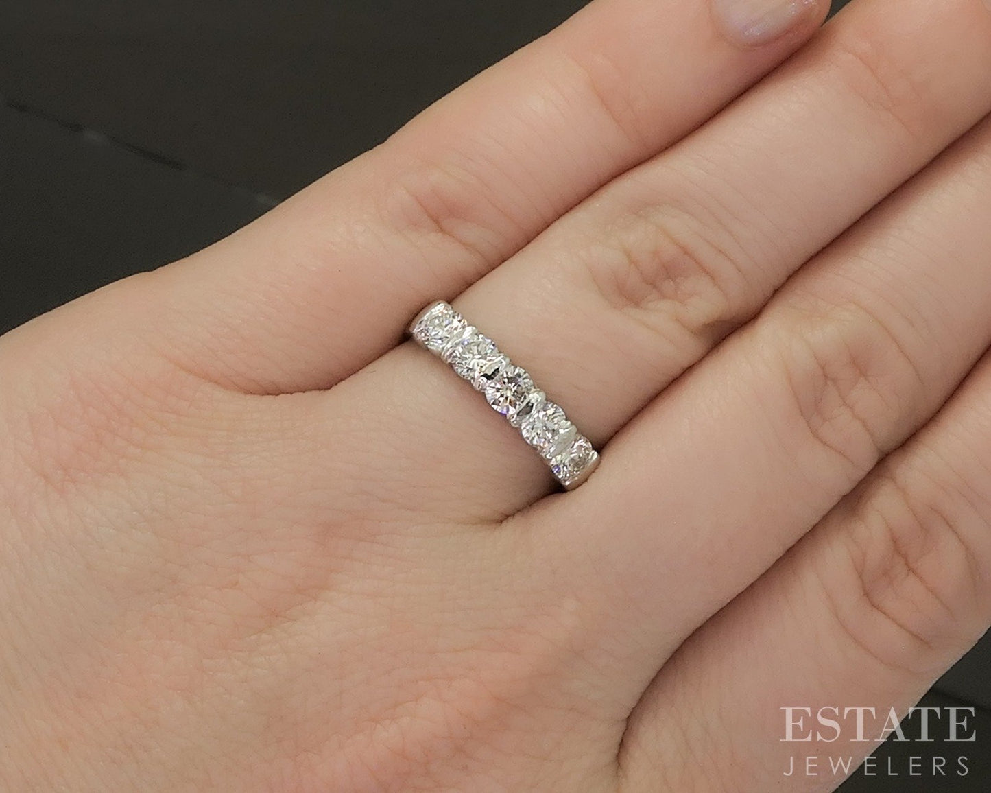 Platinum Natural .90ctw Diamond 5-Stone Ladies Wedding Band 5.0g p24676