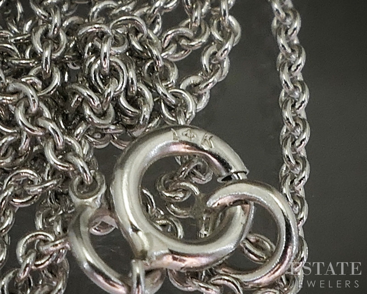 18k White Gold Rose Cut Natural .84ctw Diamond Teardrop Necklace 18"L p26337